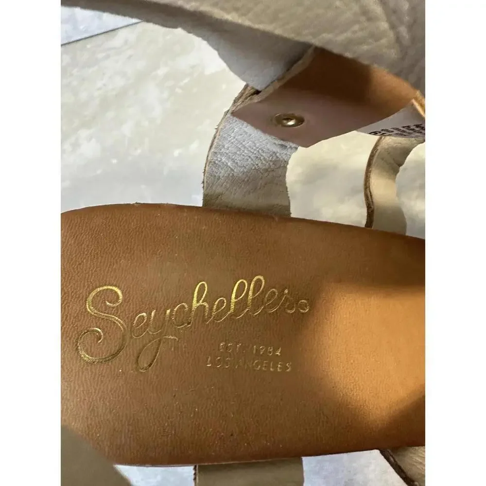 Anthropologie Seychelles tan strappy block heel sandals Size 6.5